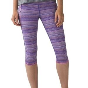 Lululemon Run Top Speed Crop Leggings Space Dye Twist‎ Iris Flower Pink Sz 4